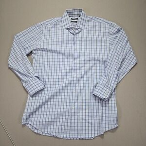 HUGO BOSS Mens Dress Shirt Blue Check Regular Fit Egyptian‎ Cotton Men's 16 41